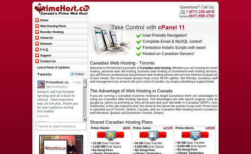 Prime-Host webhosting services
