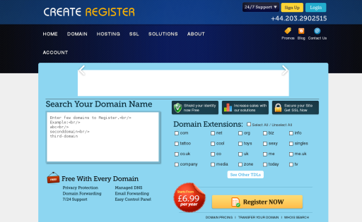 Create Register - Web Hosting