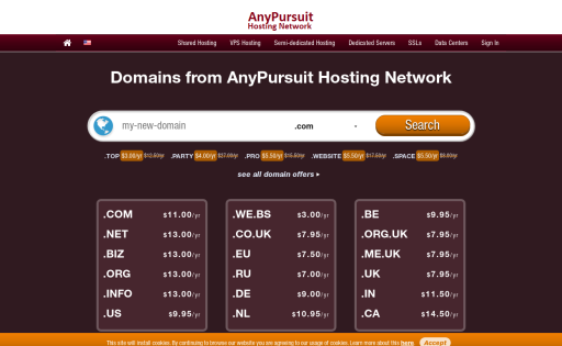 AnyPursuit Hosting Network