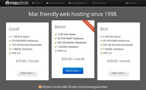 MacDock - Mac web hosting